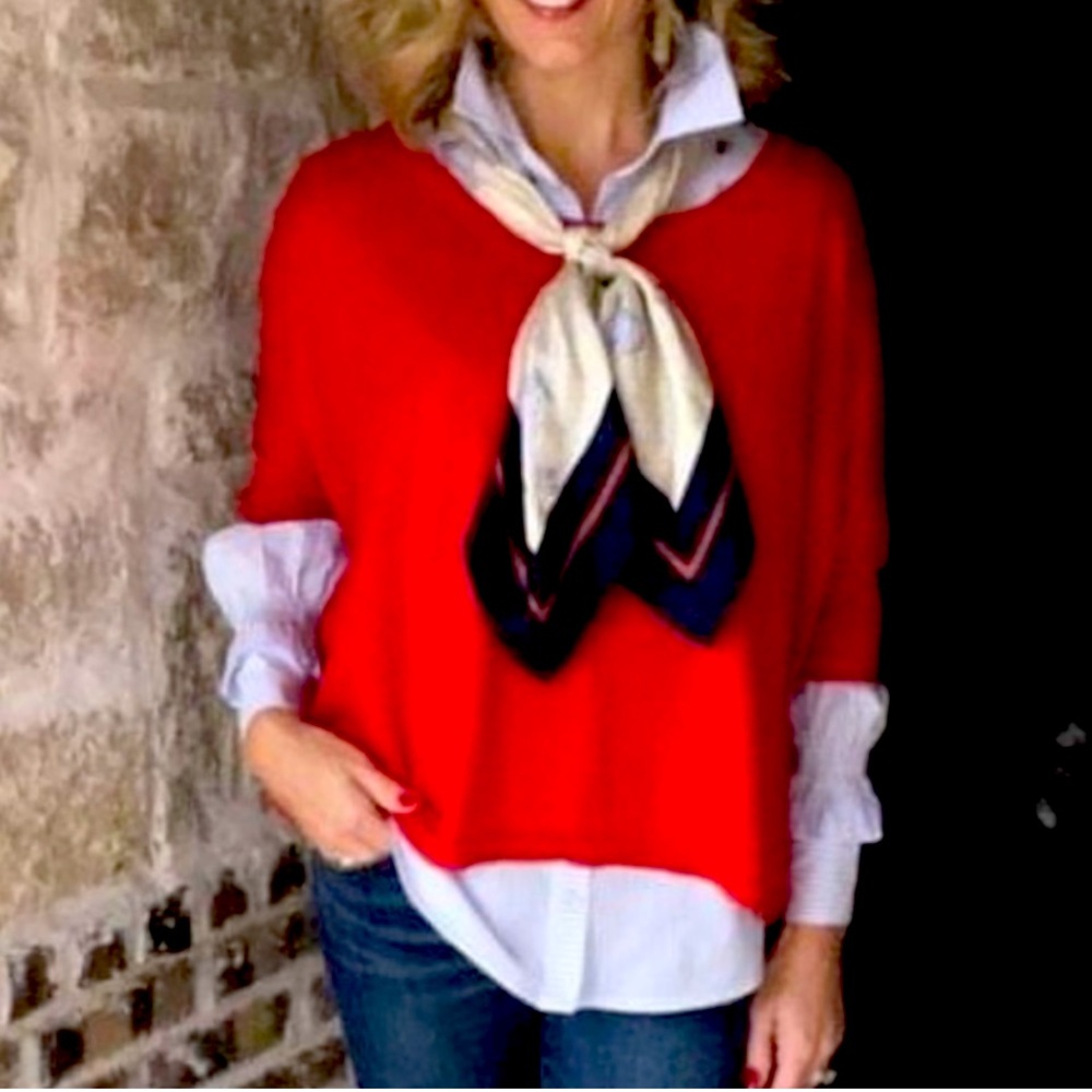 CAbi 5279 Red Cartwheel Pullover Sweater Size M